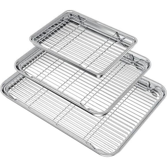 Baking Sheet with Rack Set (3 Pans + 3 Racks), Stainless Steel Baking Pan - Picture 7 of 7
